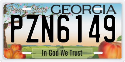 GA license plate PZN6149