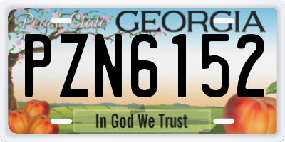 GA license plate PZN6152