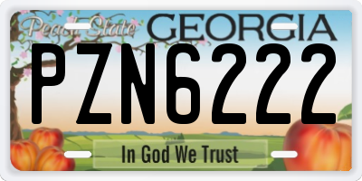 GA license plate PZN6222