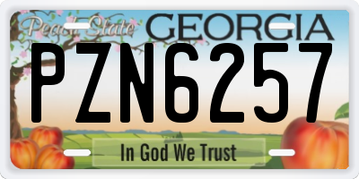 GA license plate PZN6257