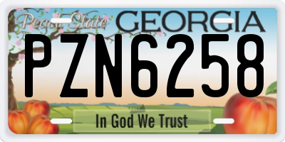 GA license plate PZN6258