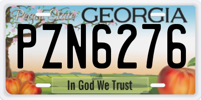 GA license plate PZN6276