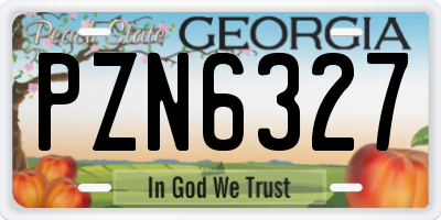 GA license plate PZN6327
