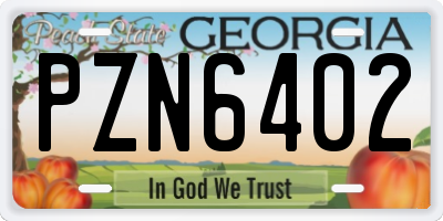 GA license plate PZN6402