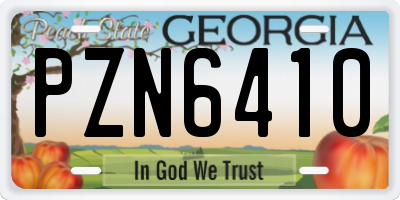 GA license plate PZN6410