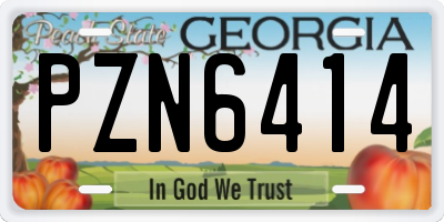 GA license plate PZN6414