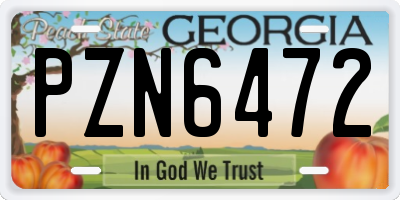 GA license plate PZN6472