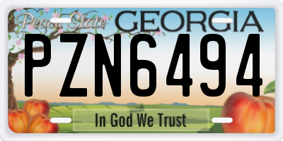 GA license plate PZN6494
