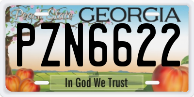 GA license plate PZN6622