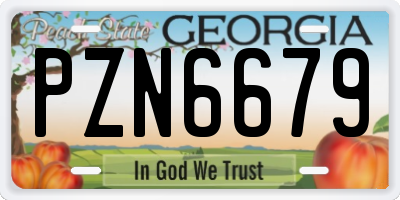 GA license plate PZN6679