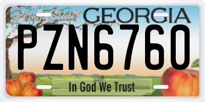 GA license plate PZN6760