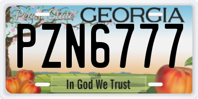 GA license plate PZN6777