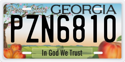 GA license plate PZN6810
