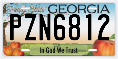 GA license plate PZN6812