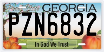 GA license plate PZN6832