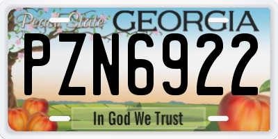 GA license plate PZN6922