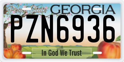GA license plate PZN6936