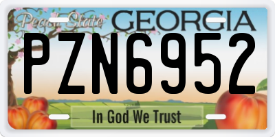 GA license plate PZN6952