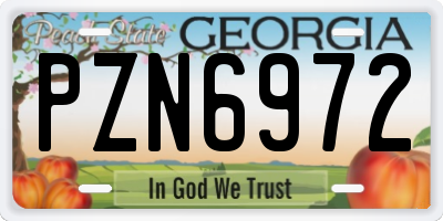 GA license plate PZN6972