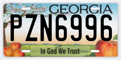 GA license plate PZN6996