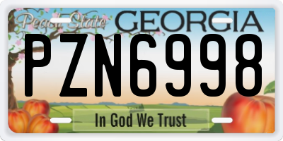GA license plate PZN6998