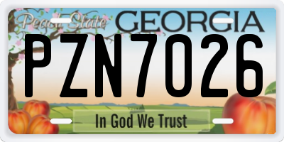 GA license plate PZN7026