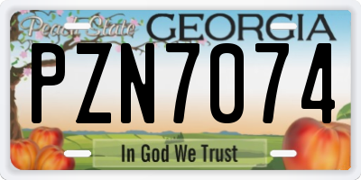 GA license plate PZN7074