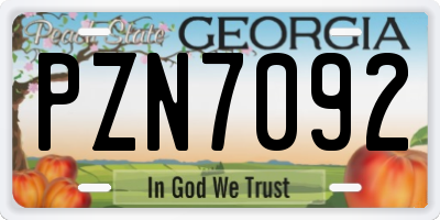 GA license plate PZN7092