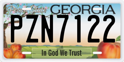 GA license plate PZN7122