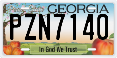 GA license plate PZN7140