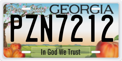 GA license plate PZN7212