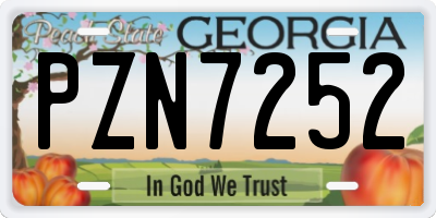 GA license plate PZN7252