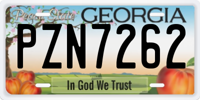 GA license plate PZN7262