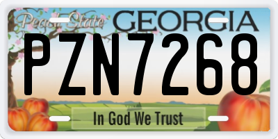 GA license plate PZN7268