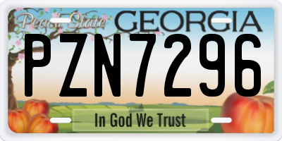 GA license plate PZN7296