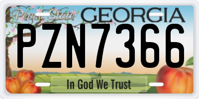GA license plate PZN7366