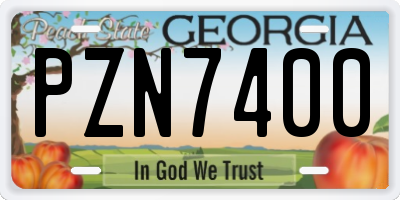 GA license plate PZN7400