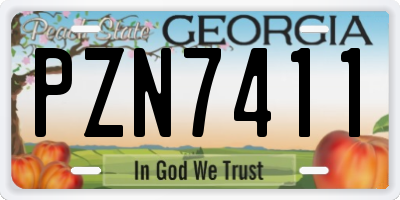 GA license plate PZN7411