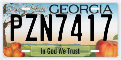 GA license plate PZN7417