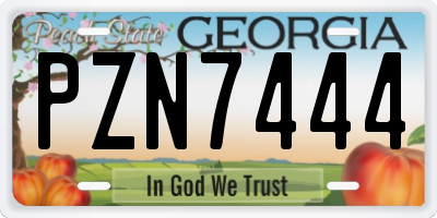 GA license plate PZN7444