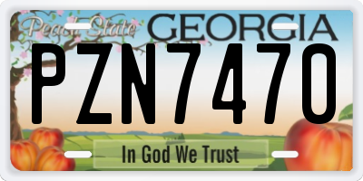 GA license plate PZN7470