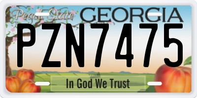GA license plate PZN7475