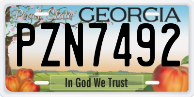 GA license plate PZN7492