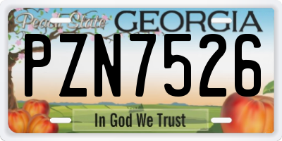 GA license plate PZN7526