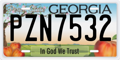 GA license plate PZN7532