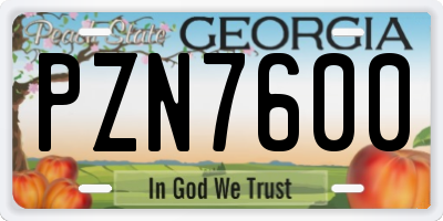 GA license plate PZN7600