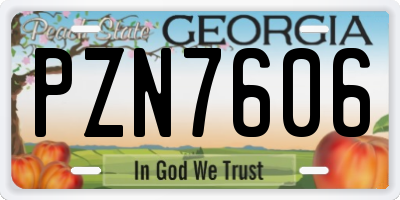 GA license plate PZN7606