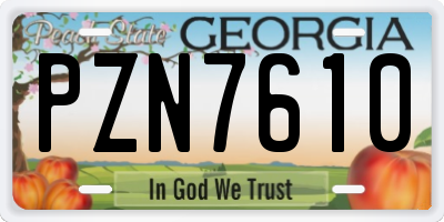 GA license plate PZN7610