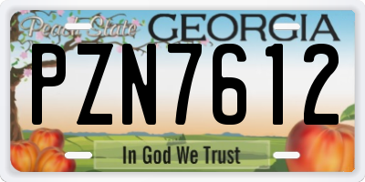 GA license plate PZN7612