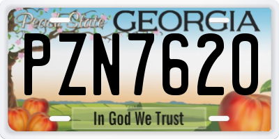 GA license plate PZN7620